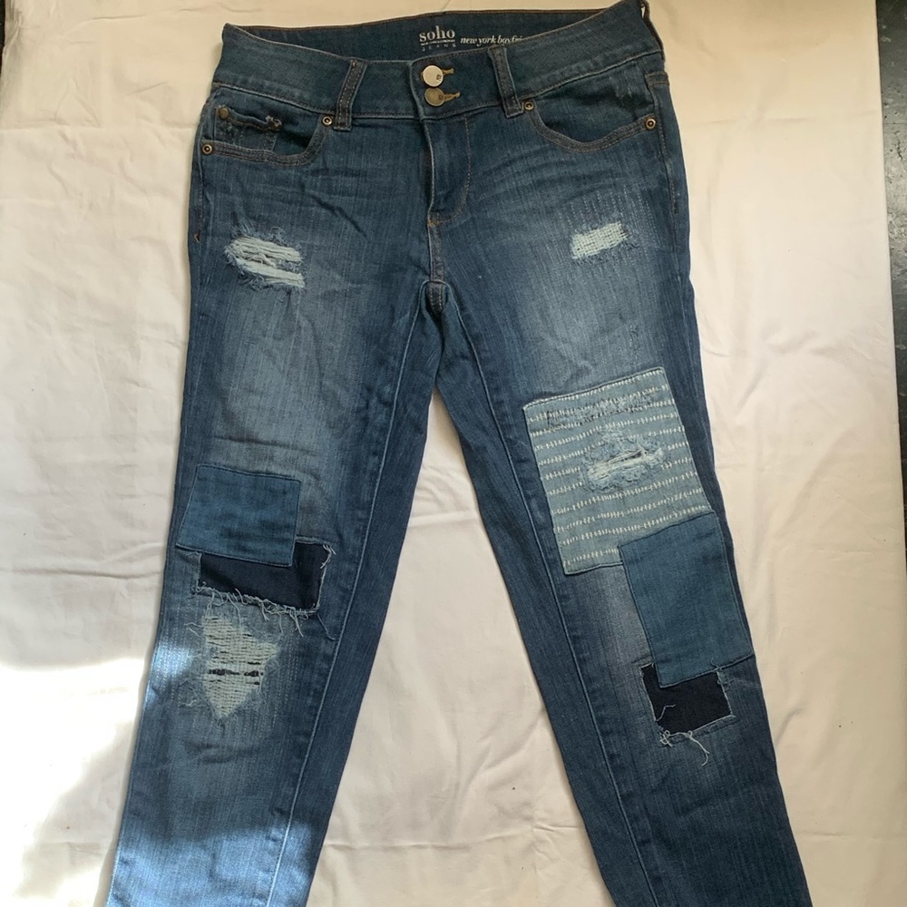 Patch multi-color boyfriend jeans